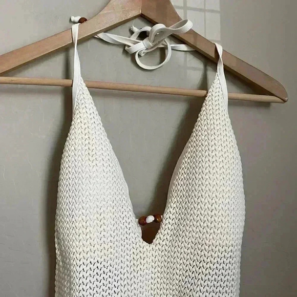 SEAFOLLY Dream Catcher Halter One-Piece Swimsuit Ecru Size 10 - Picture 6 of 14